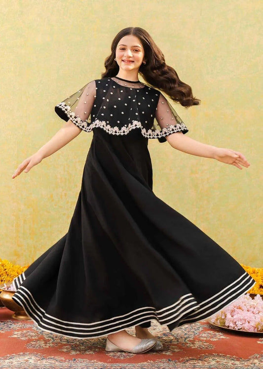 Girl's Shamoz Silk Embroidered Maxi & Jacket