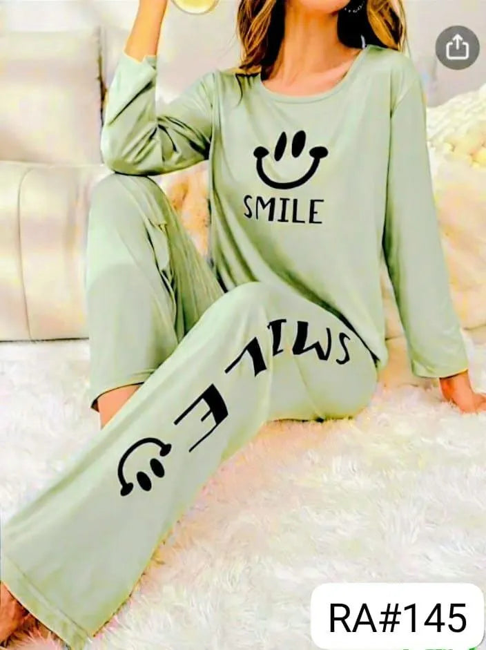 Women Night Suit with Smile Design