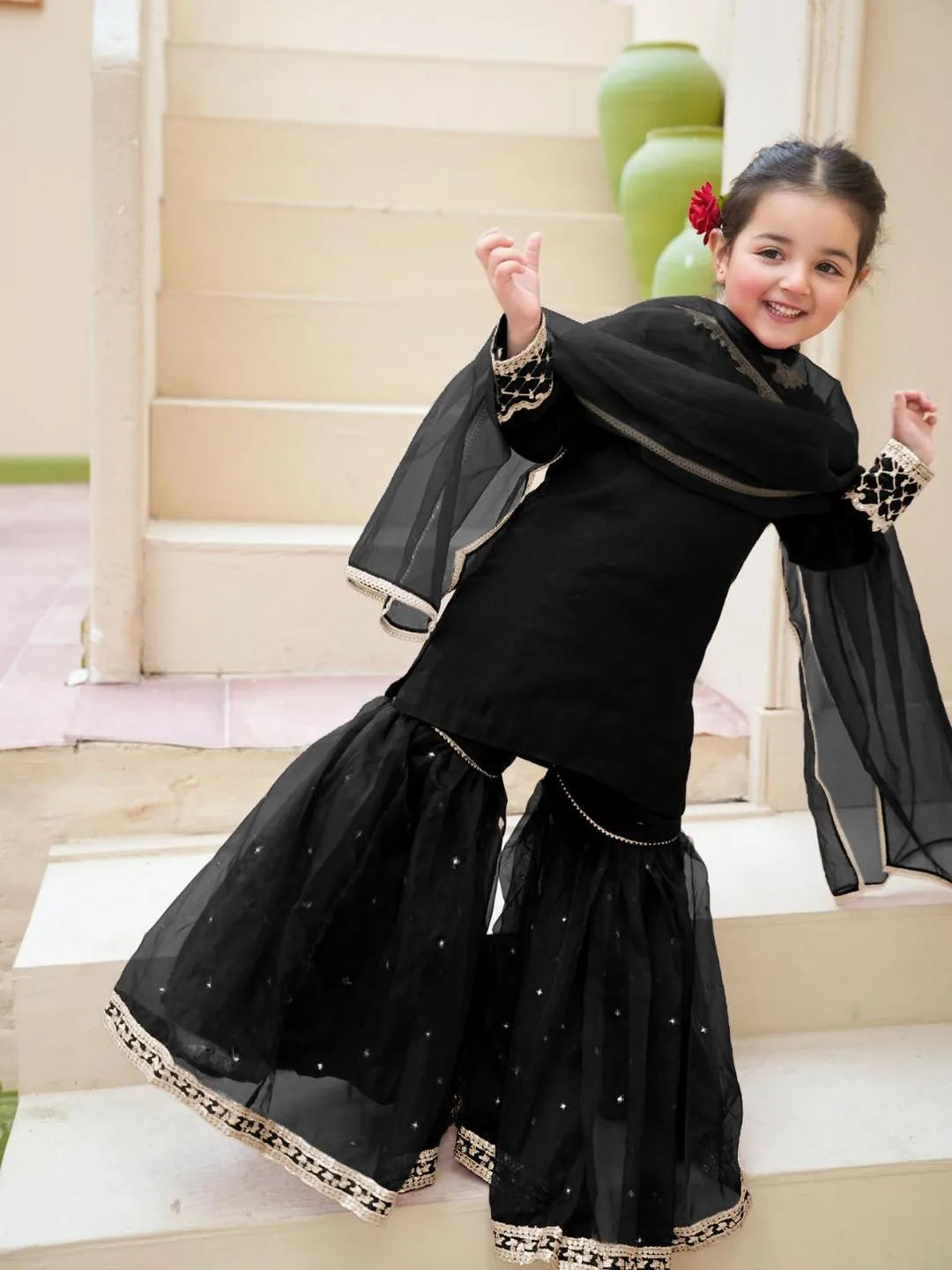 Black Embroidered 3-Piece Set