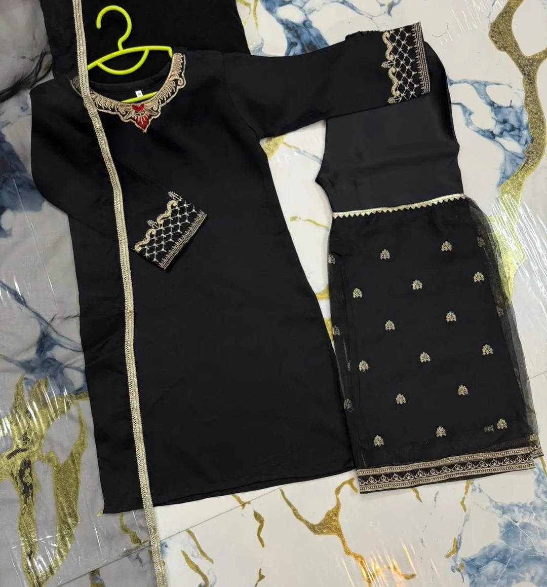 Black Embroidered 3-Piece Set