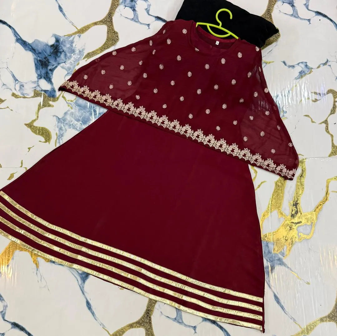 Girl's Shamoz Silk Embroidered Maxi & Jacket