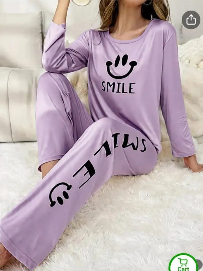 Women Night Suit with Smile Design