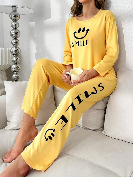 Women Night Suit with Smile Design