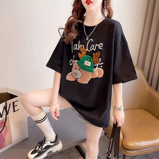 Women White Bear Graphic T-Shirt