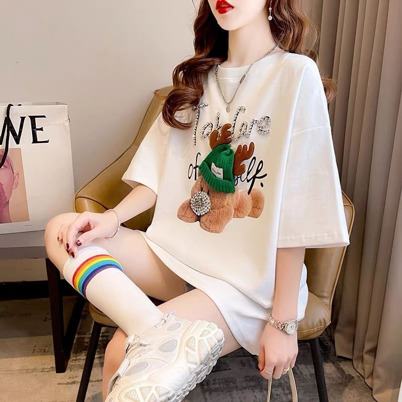 Women White Bear Graphic T-Shirt