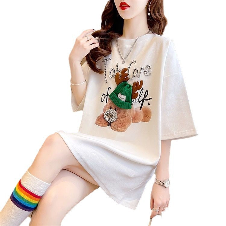 Women White Bear Graphic T-Shirt
