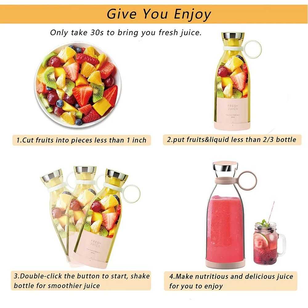 Electric Blender Bottle Juicer