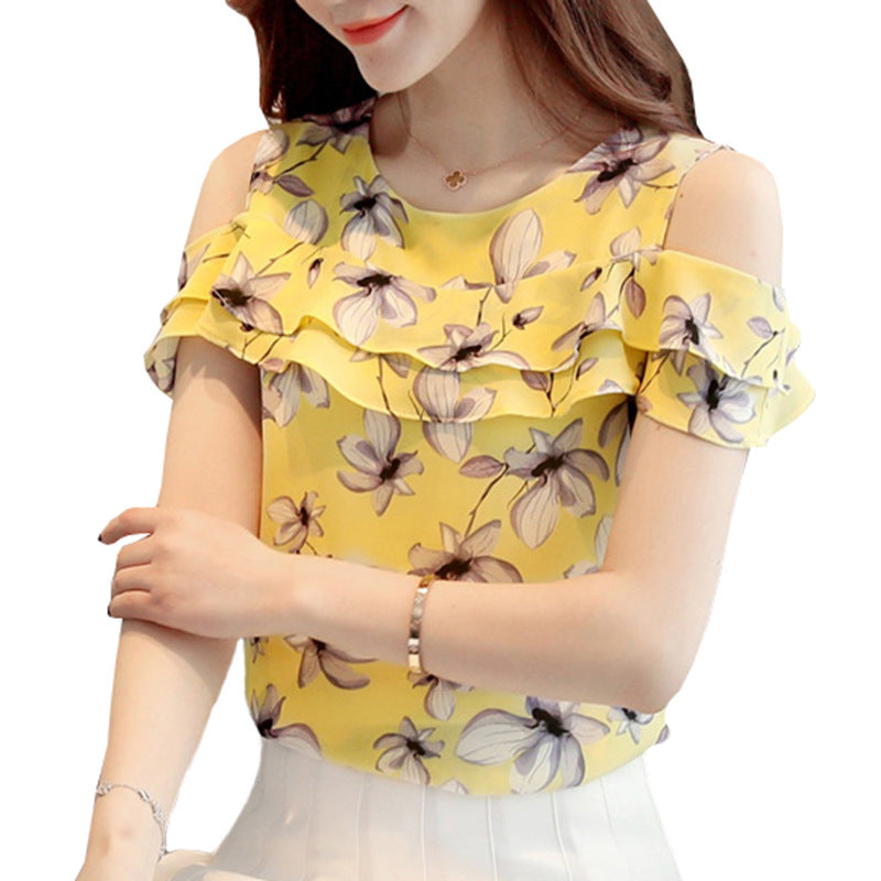 Women Printed Off-Shoulder Chiffon Top