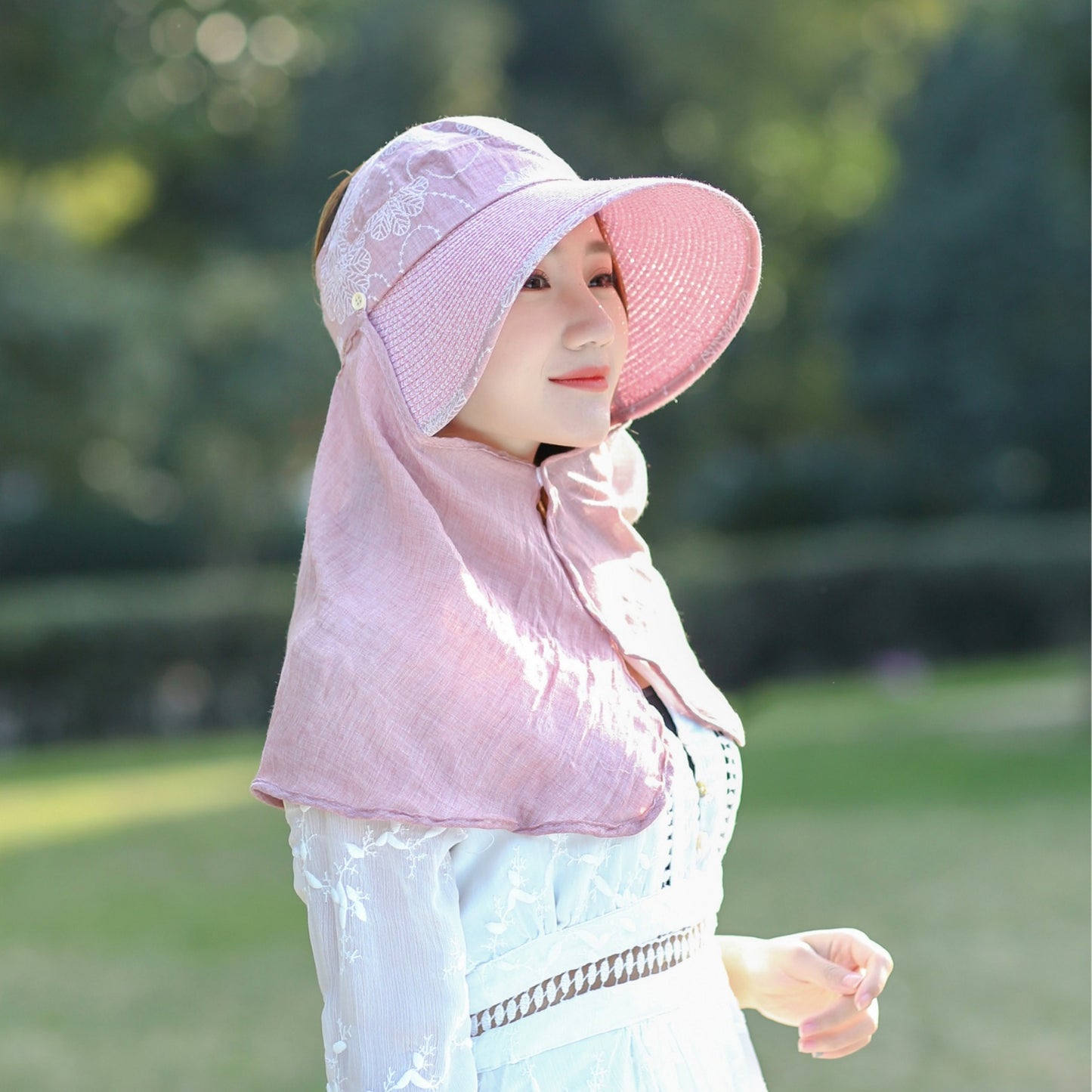 Hat with Wide Brim & Face Cover