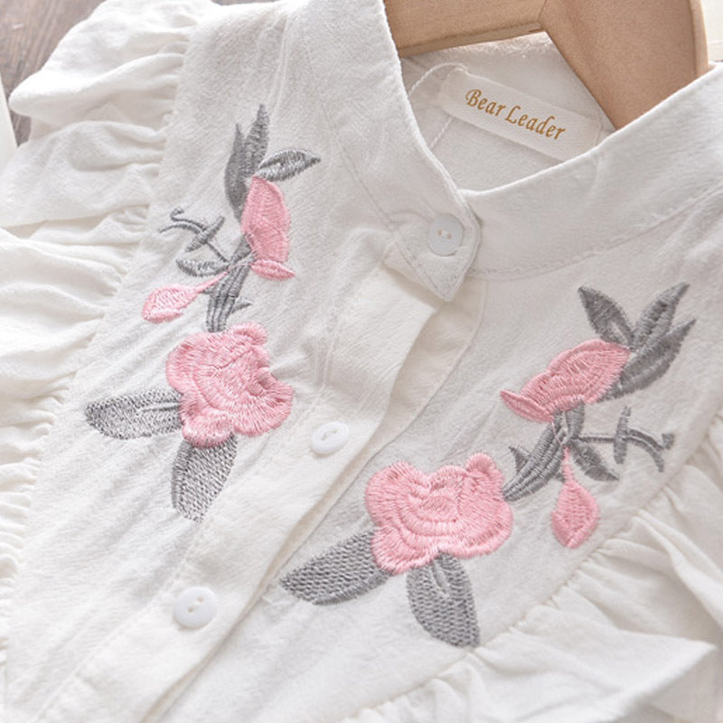 Girls Embroidered Sleeveless Shirt & Shorts Set