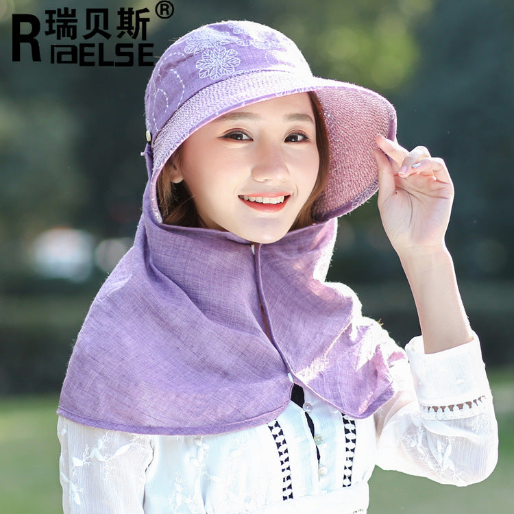 Hat with Wide Brim & Face Cover